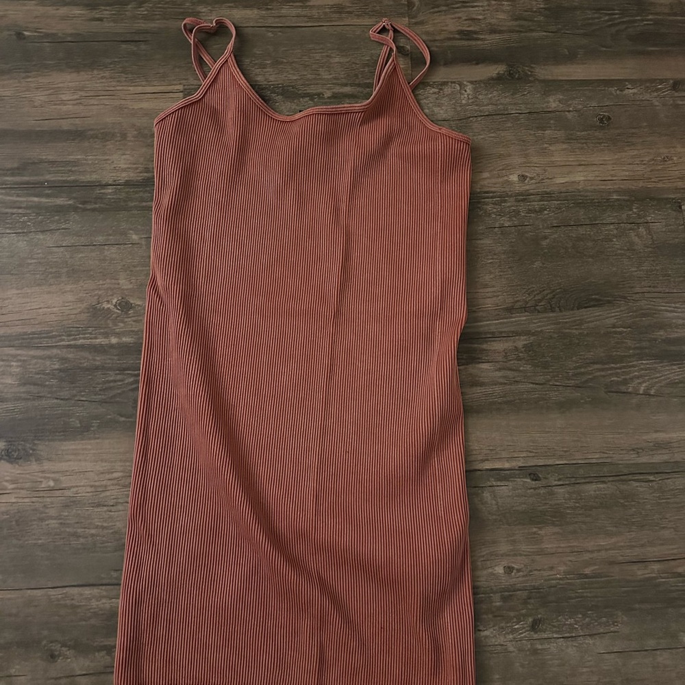 Forever 21 Ribbed Slip Midi Dress in Dusty Rose